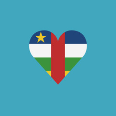 Central African Republic flag icon in a heart shape in flat design. Independence day or National day holiday concept.