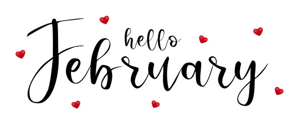 hello february vector illustration.