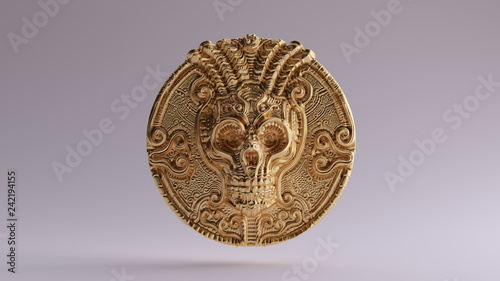 Cuadros en Lienzo Antique Gold Skull Coin 3d illustration