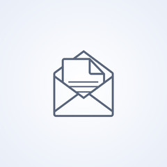 Poster - Opened envelope with letter inside, receive mail, vector best gray line icon