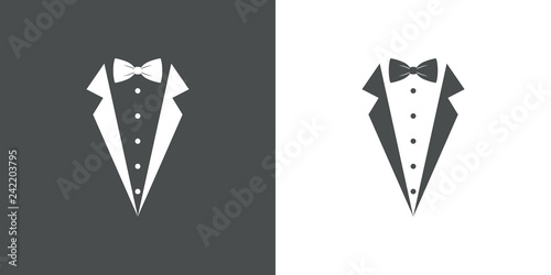 Foto  Icono plano con corbata de lazo y solapas de chaqueta en gris y blanco