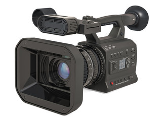 Poster - Professional video camera, television camera. 3D rendering