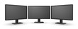 Vector set of realistic modern black shaded computer screens on white background.