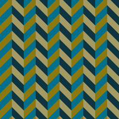 bold three dimensional chevron seamless pattern - high contrasting colors of green and blue three di