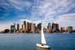Sailboat sport for relax in Boston city