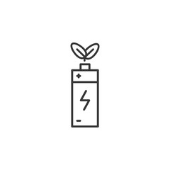 Poster - Battery with plant  icon. Simple outline vector of Sustainable Energy set icons for UI and UX, website or mobile application