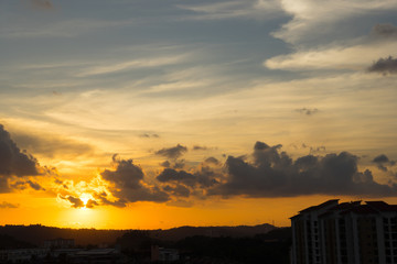 Wall Mural - Beautiful and amazing nature sunset sunrise sky with clouds .