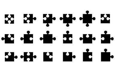Poster - black jigsaw puzzle shapes isolated on white,vector illustration