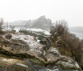 Poster - deep winter landscape at Rhine Falls in Schaffhausen in Switzerland