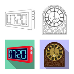 Isolated object of clock and time icon. Collection of clock and circle vector icon for stock.