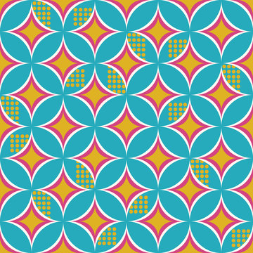 Abstract Retro Geometric seamless pattern, vivid colour background, geometry design element