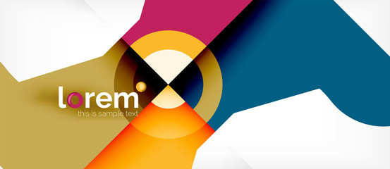 Geometric colorful shapes composition abstract background. Minimal dynamic design
