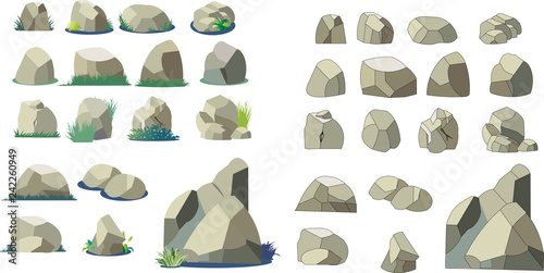 岩と石のイラストパーツ Stock Vector Adobe Stock