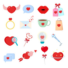 Poster - Valentines day icons set on white background for graphic and web design, Modern simple vector sign. Internet concept. Trendy symbol for website design web button or mobile