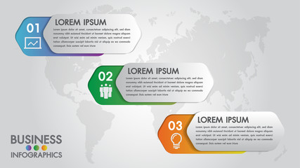 Wall Mural - infographics modern template for business with 3 steps, icons for 3 options.can be used for workflow