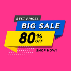 Canvas Print - Big sale 80% off promotion advertisement vector