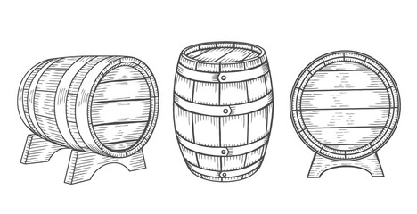 wooden barrel set.