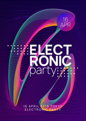 Wall Mural - Techno event. Dynamic gradient shape and line. Futuristic show cover template. Neon techno event flyer. Electro dance music. Electronic sound. Trance fest poster. Club dj party.