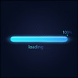 Blue progress loading bar 100% vector illustration, technology concept