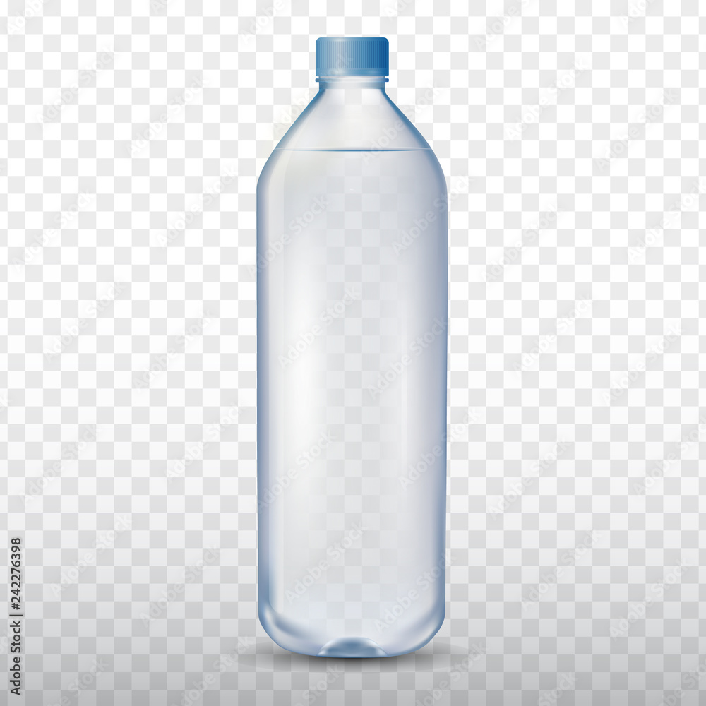 Mineral drinking water bottle on transparent background, vector illustration 3d - obrazy, fototapety, plakaty 