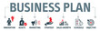 Banner business plan cvector illustration oncept