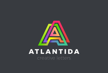 Poster - letter a logo font design vector linear. monogram logotype icon