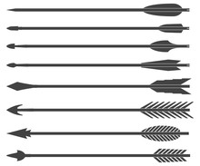 Arrows For Bow. Set Of Vector Illustrations Isolated On White Background.