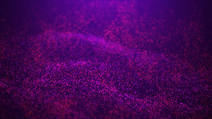 Poster - Wave Glow. Wave of particles. Wave 3d. 3d rendering. Futuristic dots background with a dynamic wave. Abstract Big Data Visualization.