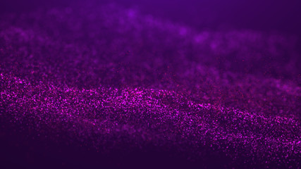 Poster - Wave Glow. Wave of particles. Wave 3d. 3d rendering. Futuristic dots background with a dynamic wave. Abstract Big Data Visualization.
