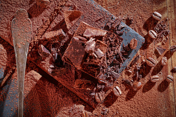 Wall Mural - chocolate and dark background space 