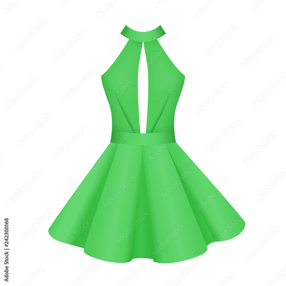 Elegant green women cocktail dress, fashion clothes with short skirt, flat  style vector illustration isolated on white background Stock Vector | Adobe  Stock