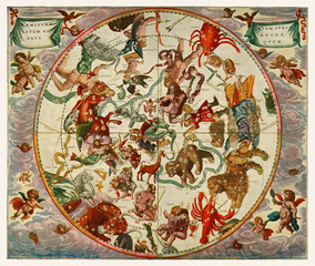 the northern stellar hemisphere of antiquity from the harmonia macrocosmica of andreas cellarius (16