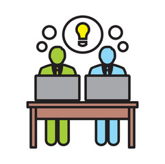 Poster - Coworking outline icon on white background for graphic and web design, Modern simple vector sign. Internet concept. Trendy symbol for website design web button or mobile