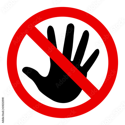 Fotografija Don’t touch sign on white background. flat style.