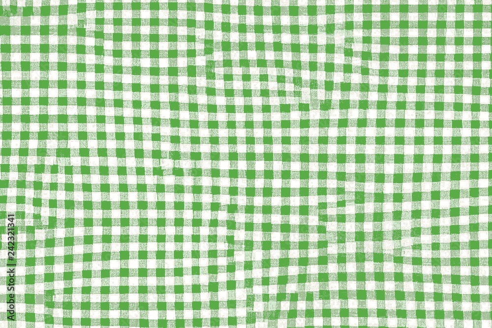 Ilustracion de Stock Green picnic blanket fabric with squared patterns and texture Adobe Stock