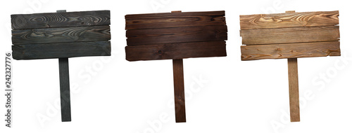 Fotografía Set of wooden signs, isolated on white background