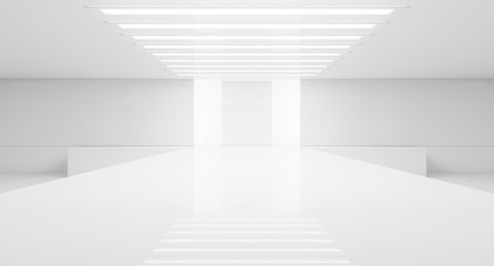 Empty white interior. Fashion podium. Catwalk runway stage. Elegance pedestal platform. 3D Rendering