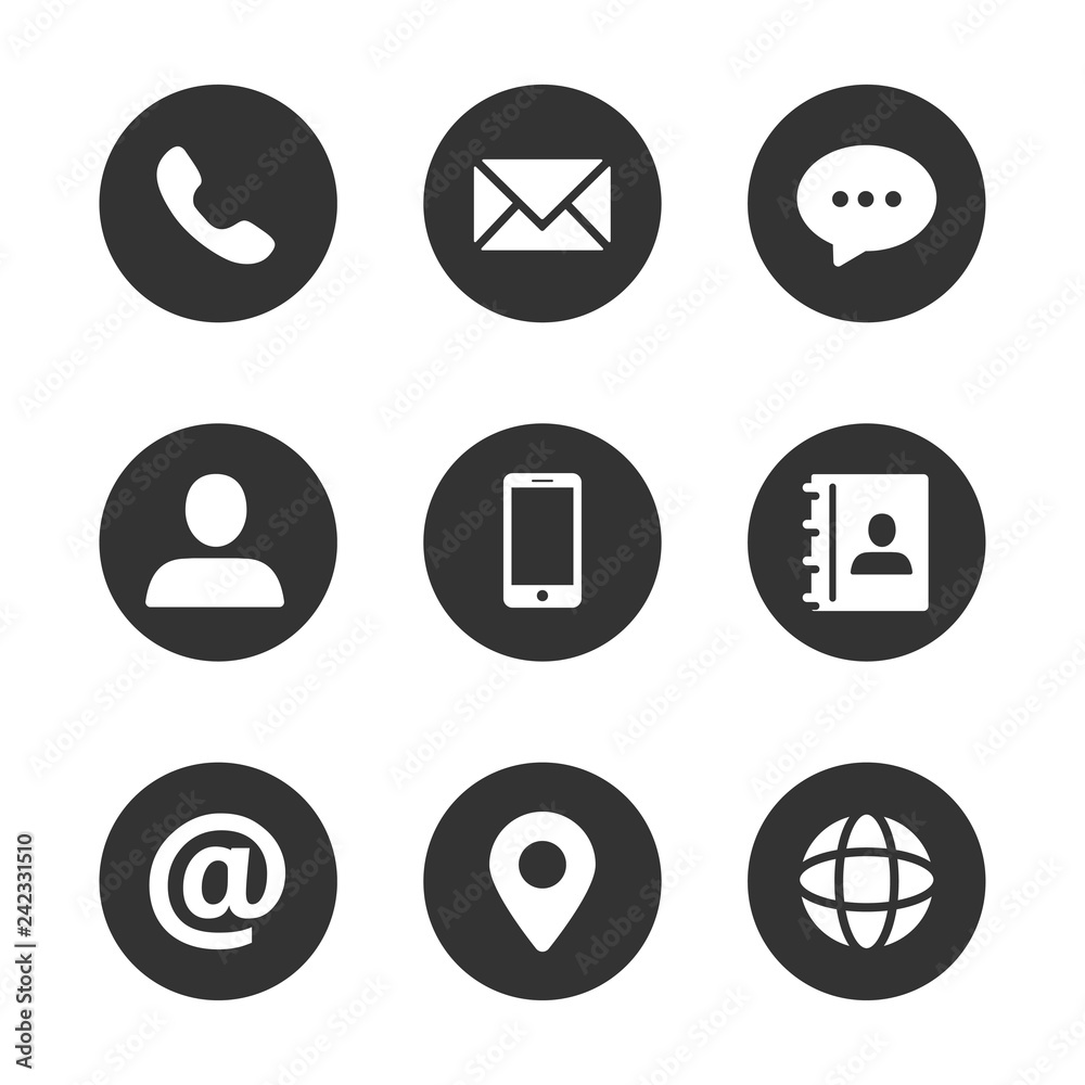 Contact us vector icons concept filled circle design - obrazy, fototapety, plakaty 