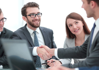 Wall Mural - close up.business handshake at the Desk