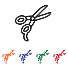 Fototapete - Outline Scissors icon vector isolated on white background. Modern, linear vector sign for mobile app and web design.