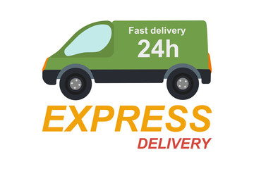 Fast delivery icon concept. Express delivery service, fast delivery inscription on light background. Fast shipping worldwide. Vector illustration.