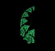 Ufo Green Fractal Pattern Background. Fantasy Fractal Texture. Digital Art. 3D Rendering. Computer Generated Image.