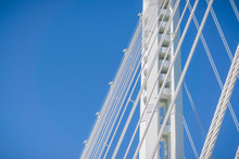 Close Up Of The Suspension Cables Of The Bay Bridge Going From Oakland To Yerba Buena Island, San Francisco Bay, California