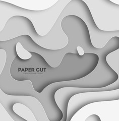 Poster - 3D abstract background with white paper cut shapes. Vector design layout for business presentations, flyers, posters.