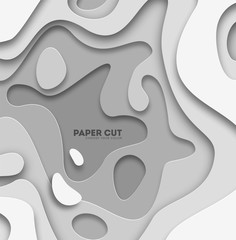 Poster - 3D abstract background with white paper cut shapes. Vector design layout for business presentations, flyers, posters.