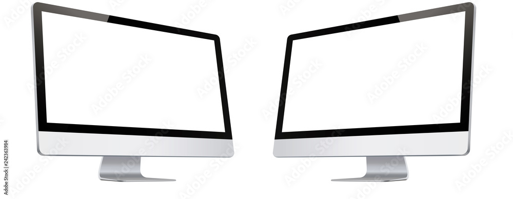 Copy of Realistic Computer, 3D  Monitor, in Imac style isolated. Device Mockup Separate Groups and Layers. Easily Editable Vector. - obrazy, fototapety, plakaty 
