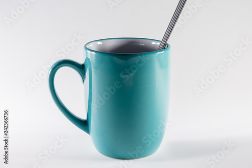 Fotografie, Obraz cup of coffee with spoon on white background
