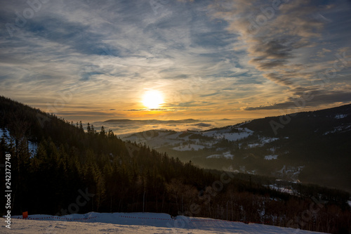 Photo Sunset above Dolni Morava from Slamnik, Dolni Morava, Czech Rebublic