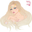 © ennona - Zodiac. Vector illustration of the astrological sign of Virgo as a beautiful girl with long hair. Isolated on white background
