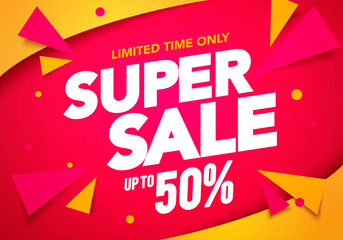 vector illustration super sale banner template design, big sales special offer. end of season party 